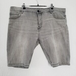 Primark Denim Co Denim Shorts Mens 40 Grey Faded Wash Jorts Jean Stretch Bermuda